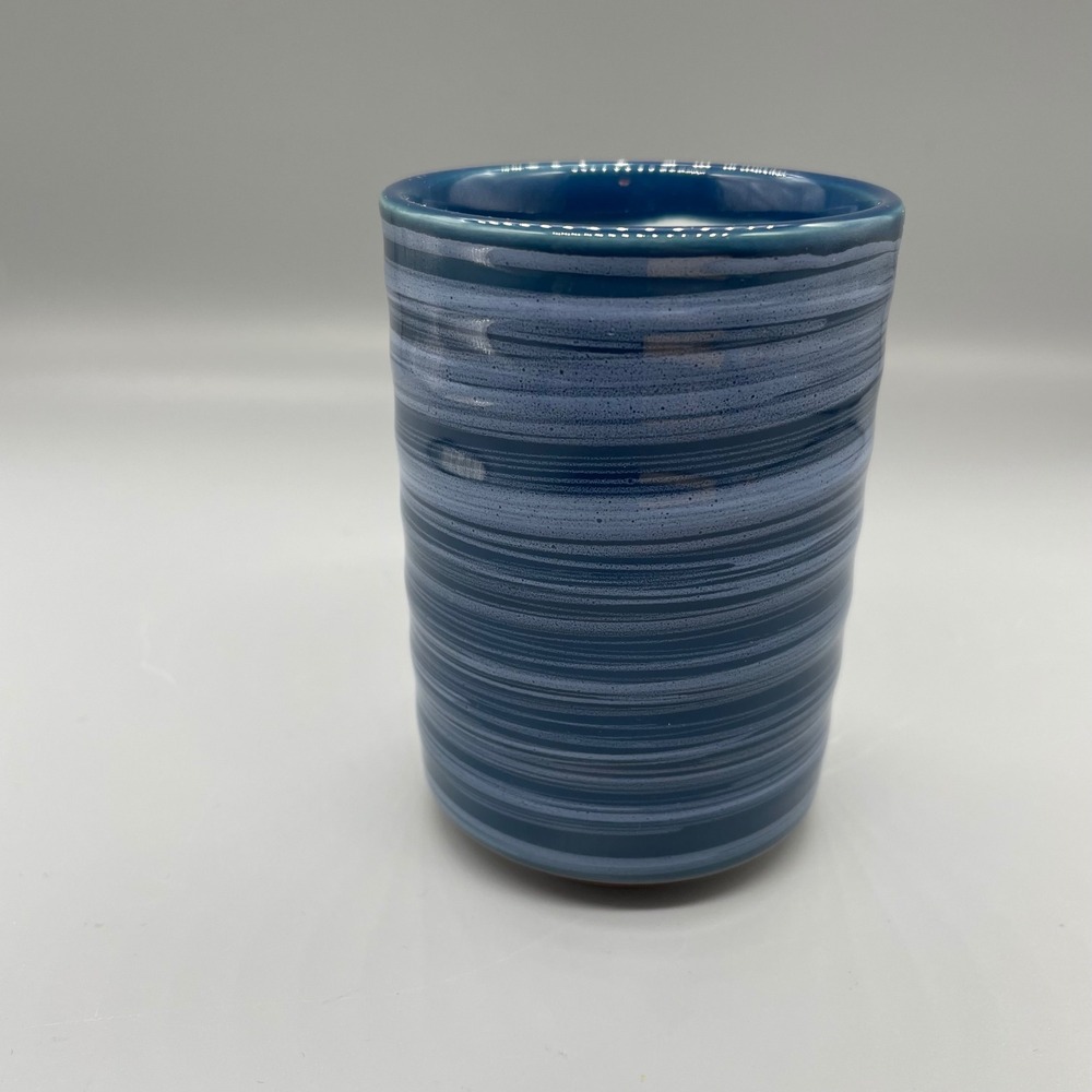 Blue Banded Ceramic Yunomi Tea Cup Handleless Pottery Tumbler Stoneware‎ Mug